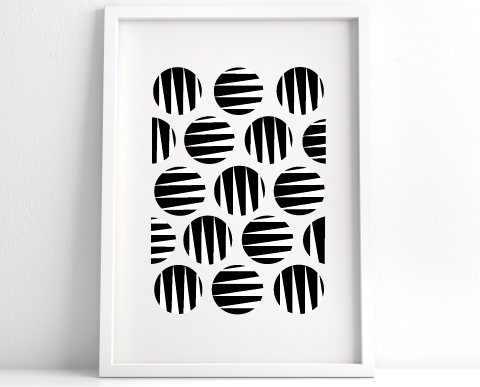 Zebra Tiger Large Circles Black & White
