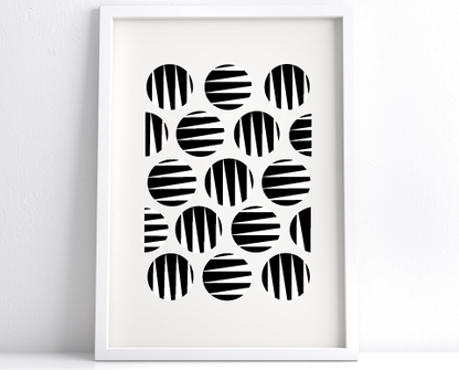 Zebra Tiger Large Circles Black & White